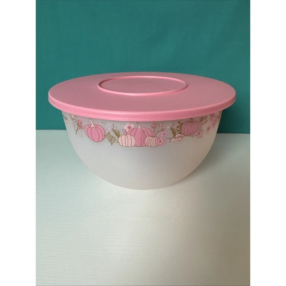 Tupperware Impressions Bowl Large Mixing Salad 4.3L / 18 cup Pearl Pink Pumpkin